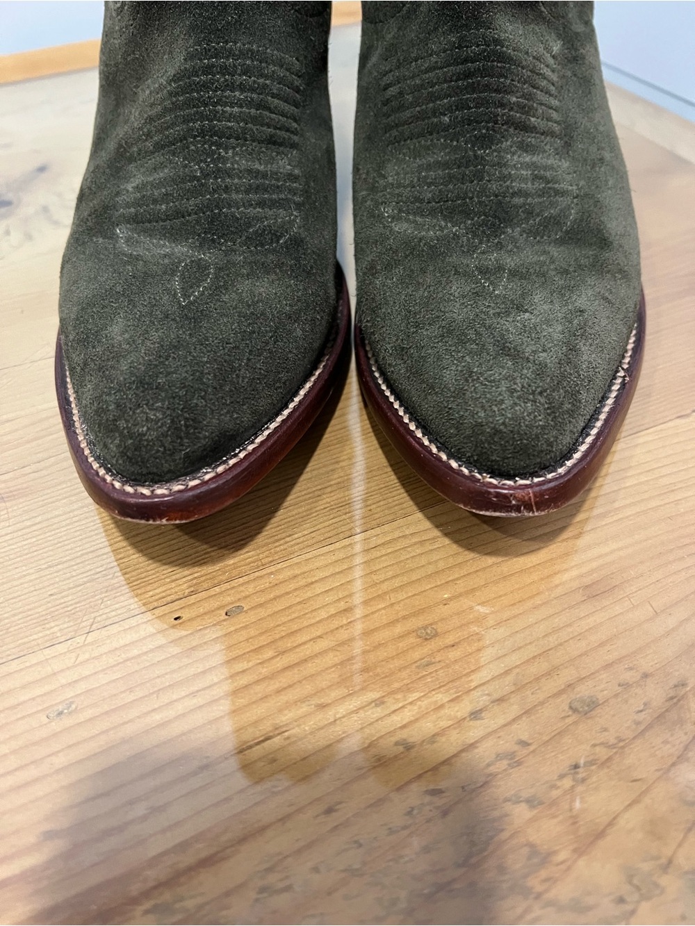 Tecovas Abby Olive Suede Western Heeled Boots - size 9.5 - Picture 6 of 7